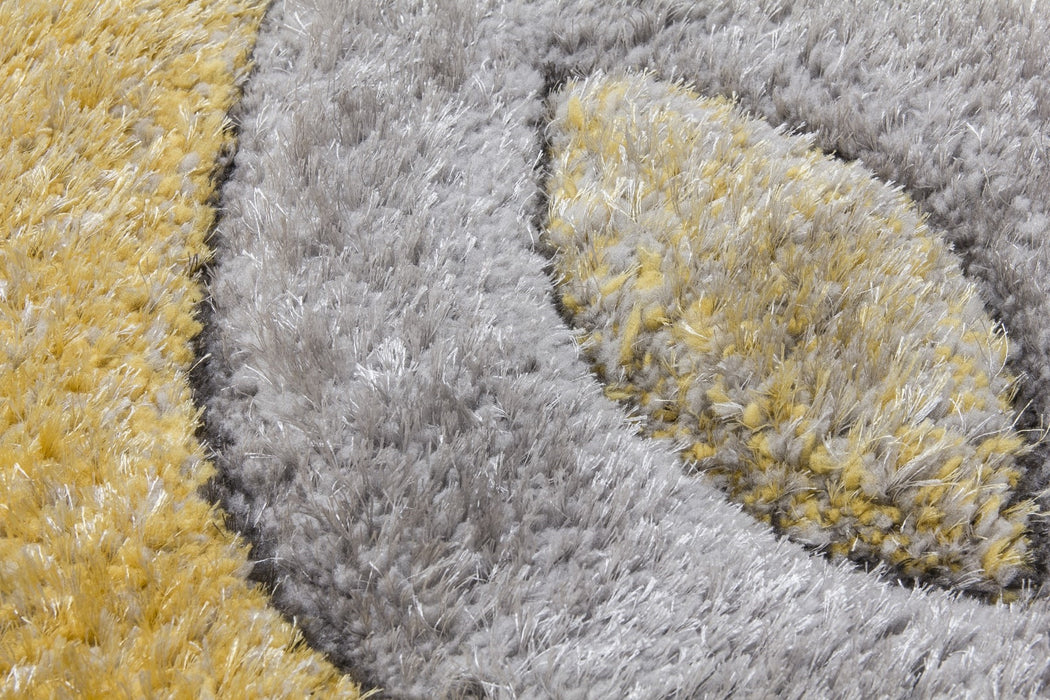 Luxus Teardrop - 3D Shaggy Rug - Grey/Yellow