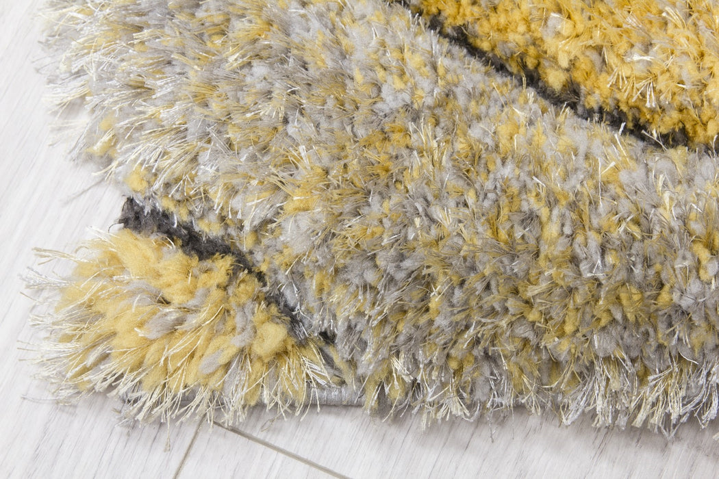 Luxus Teardrop - 3D Shaggy Rug - Grey/Yellow