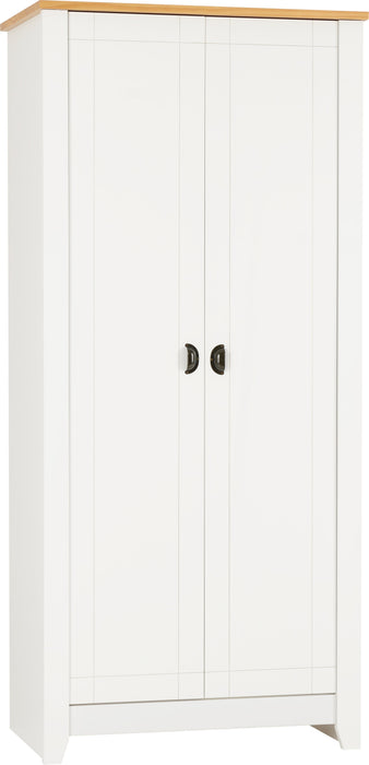 Ludlow 2 Door Wardrobe in White/Oak Lacquer