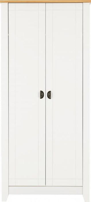 Ludlow 2 Door Wardrobe in White/Oak Lacquer