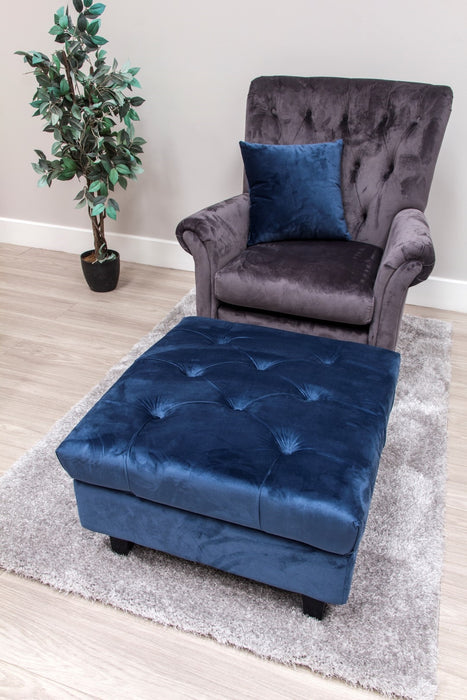 Mason Footstool - Navy Blue