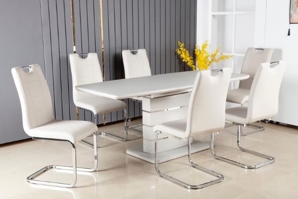 Light grey dining store table and chairs