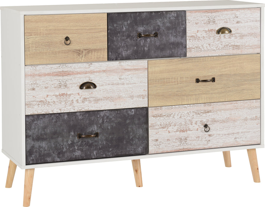 Nordic Merchant Chest in White/Distressed Effect