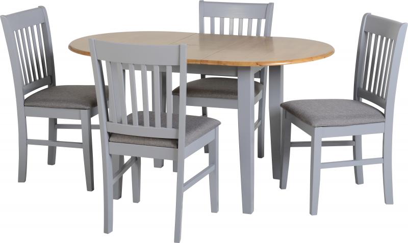 Oxford Extending Dining Set in Grey/Natural Oak /Grey Fabric