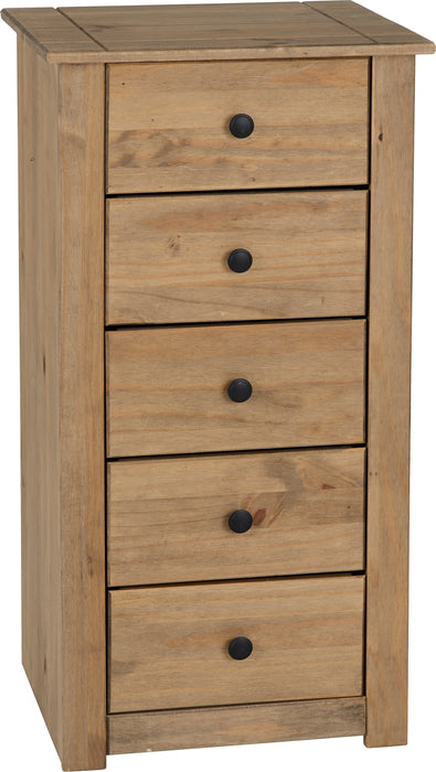 Panama 5 Drawer Narrow Chest in Natural Wax