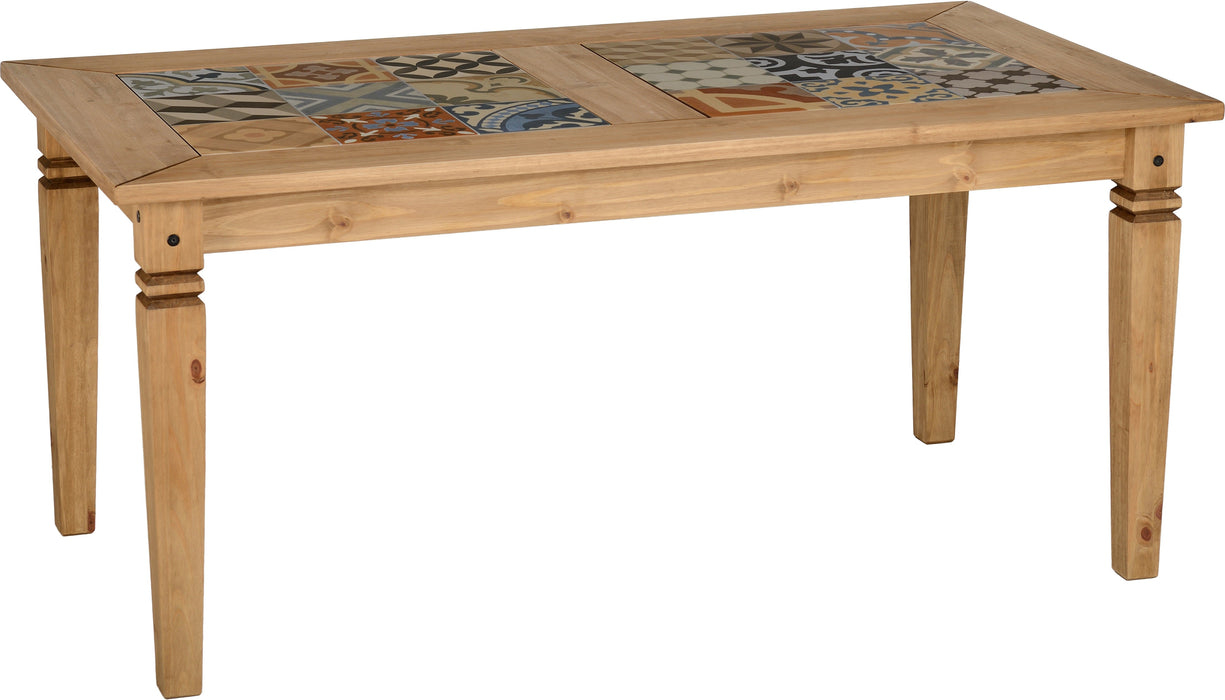 Salvador Tile Top Dining Table in Distressed Waxed Pine