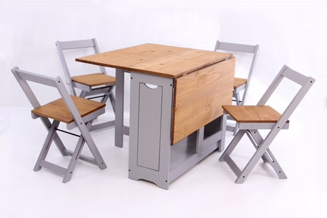 Santos Butterfly Dining Set in Slate Grey/Distressed Waxed Pine
