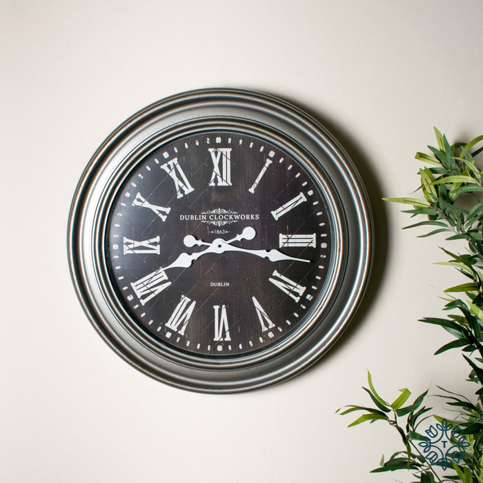 Jana Large Wall Clock - Rustic Grey