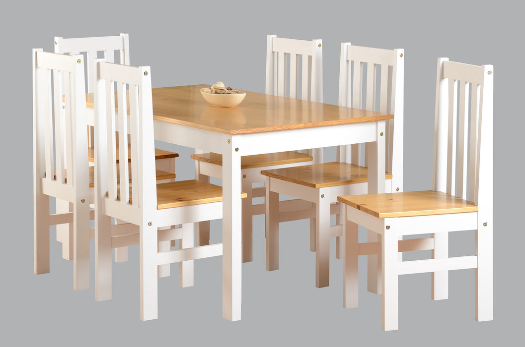 Ludlow 1+6 Dining Set  in Oak Lacquer/White